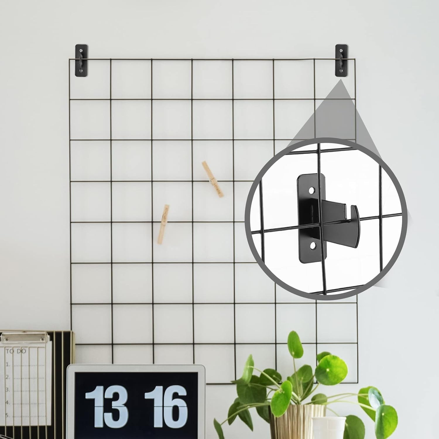 Space-Saving 24 Pcs Black Grid Wall Brackets for Home & Garage Organization