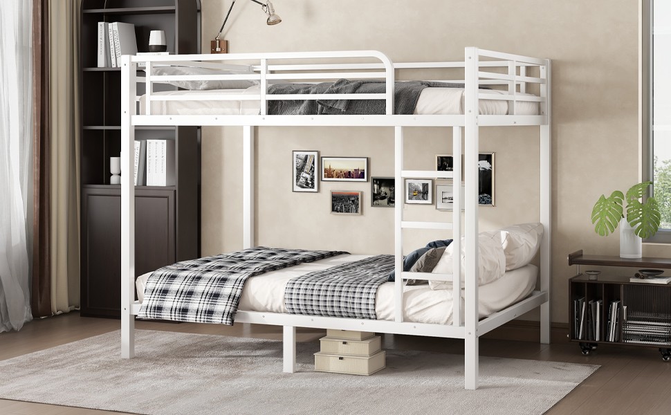 Metal Full over Full Bunk Bed for Teens and Adults Modern Bed Frame for Bedroom