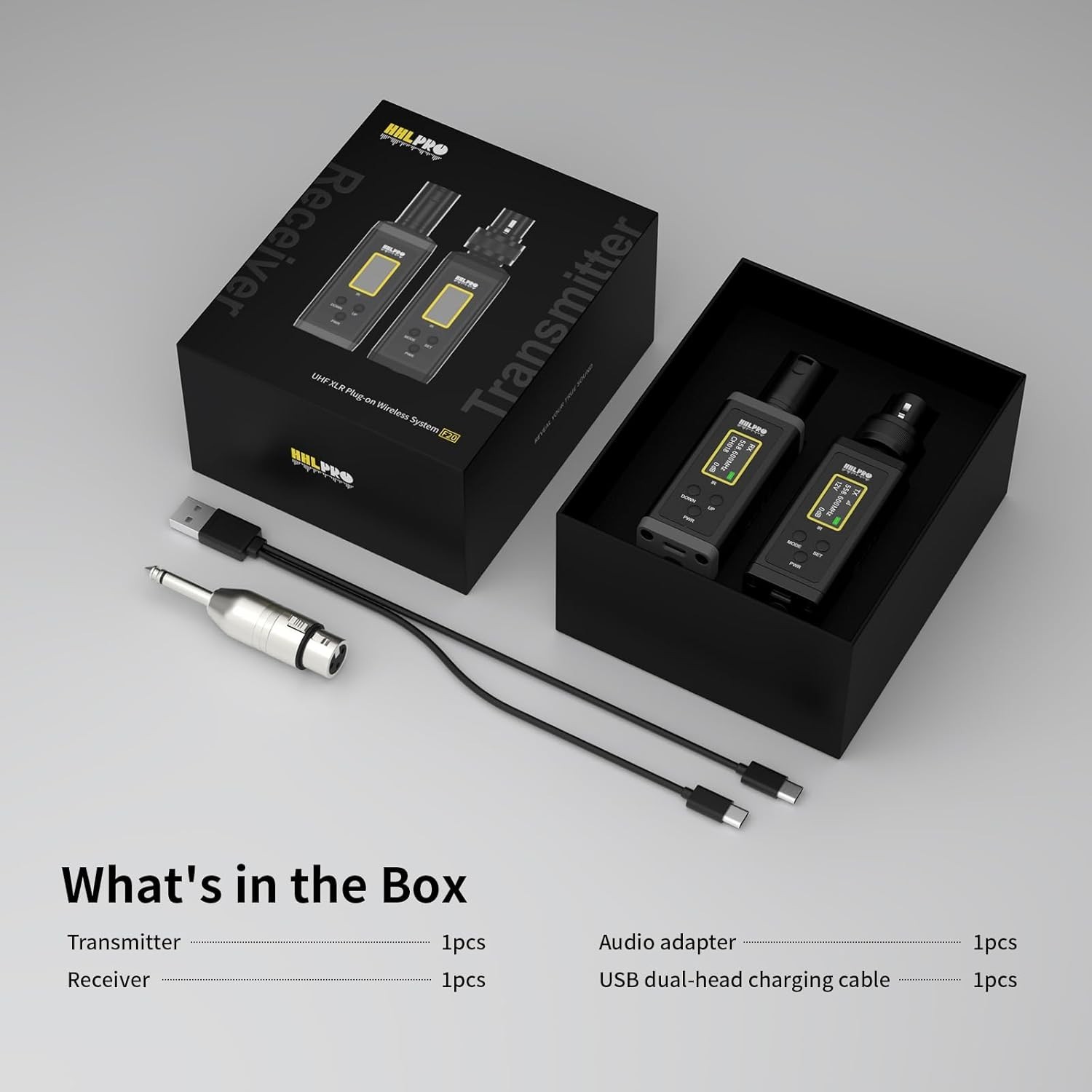 UHF Wireless XLR Transmitter and Receiver, 150 ft Range, Plug-on Wireless Mic...