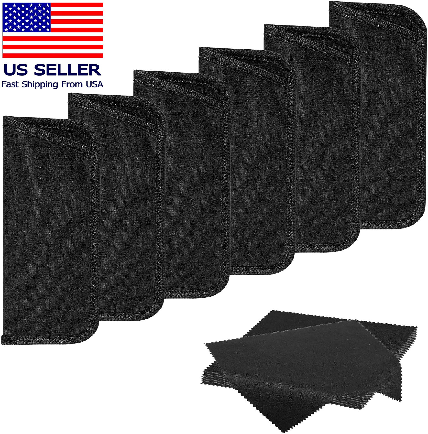 6Pcs Slip in Eyeglasses Cases, 6.1 × 2.3 Inch Fabric Spectacle Pouch, Soft Slim