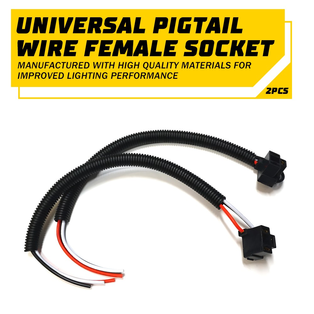 Bulb Socket Fit Wire Pigtail Female P 9003 A H4 HB2 Two Harness Head Light Bulb