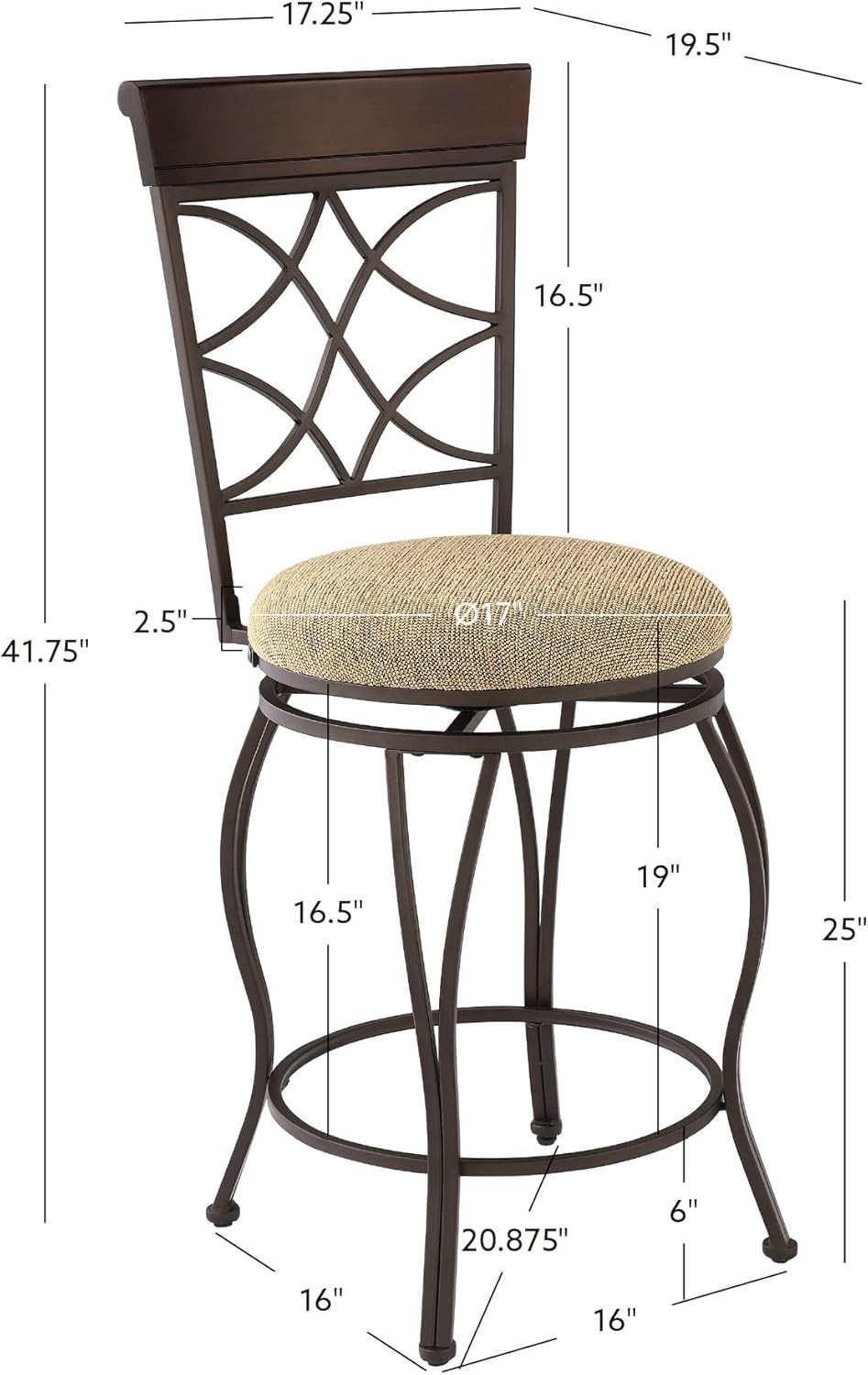 Curves Swivel Counter Bar Stool 24"
