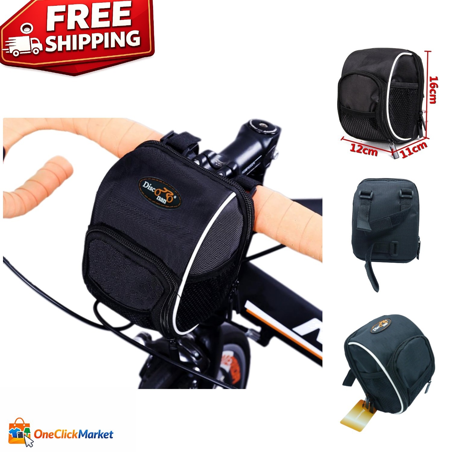 Compact and Lightweight Bike Handlebar Bag with Adjustable Strap & Rain Cover