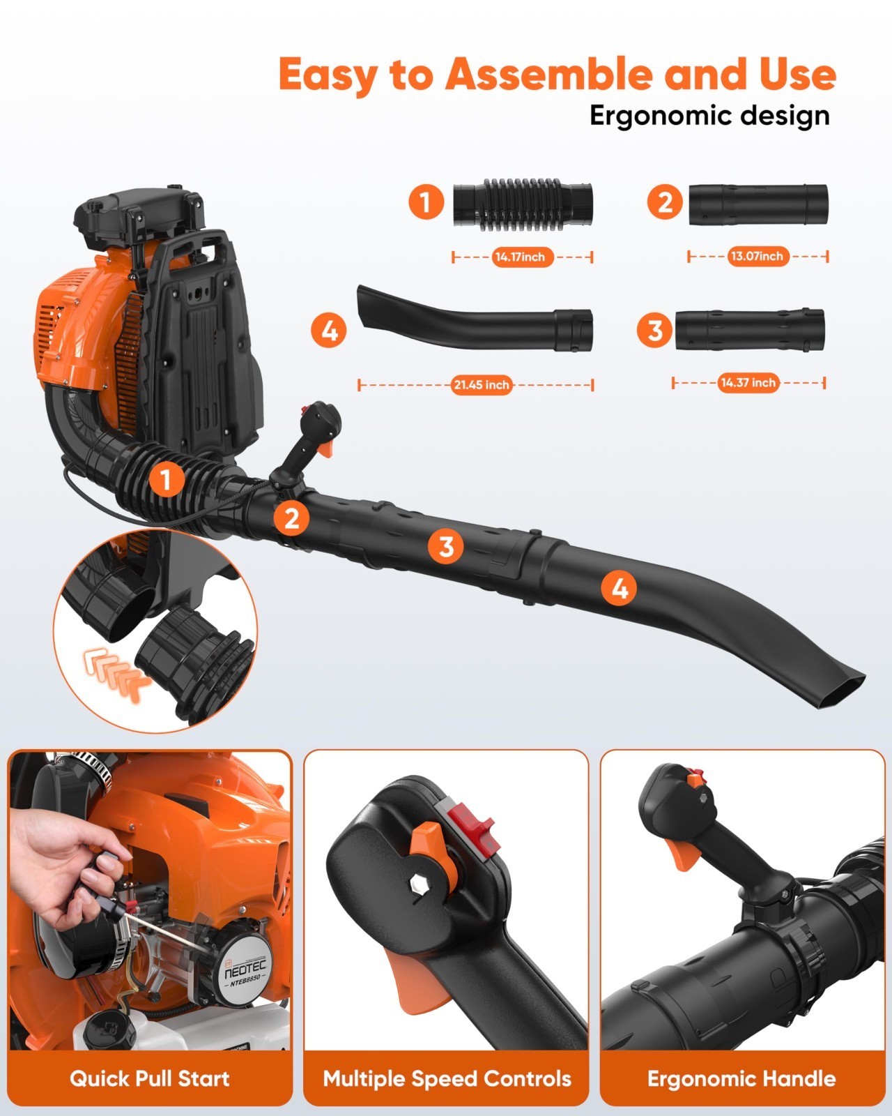 Leaf Blower 75.6cc 2 Stroke Backpack Gas Powered Leaf Blower 847CFM 236 MPH US