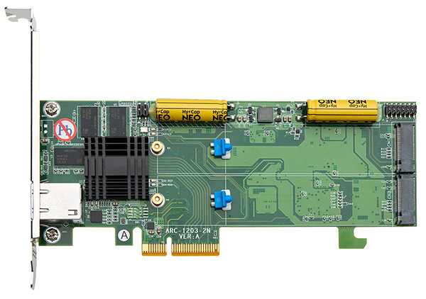 ARC-1203-2N PCIe 2.0 X4 to M.2 Cached NVMe Hardware RAID Adapter