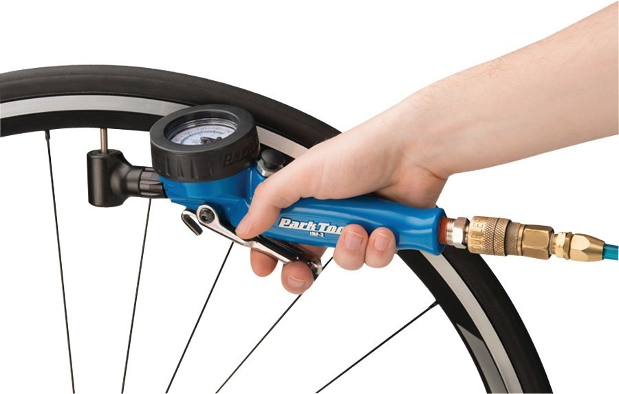 Park Tool INF-2 Shop Inflator – Dual Presta/Schrader Head, 0-160 psi Gauge Bike