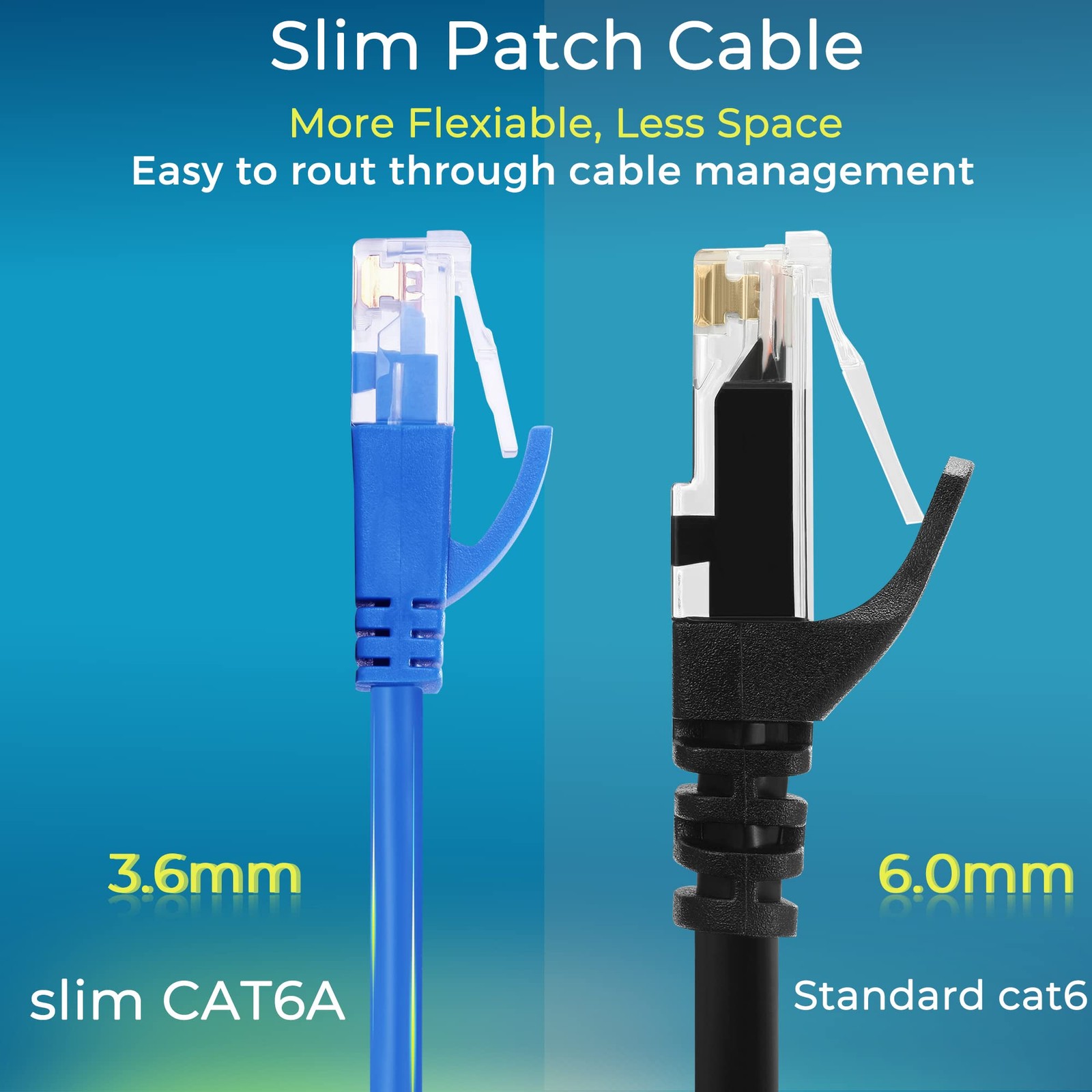Rapink Patch Cables Cat6a 1ft (10 Pack) Slim, Ethernet 1ft, Golden