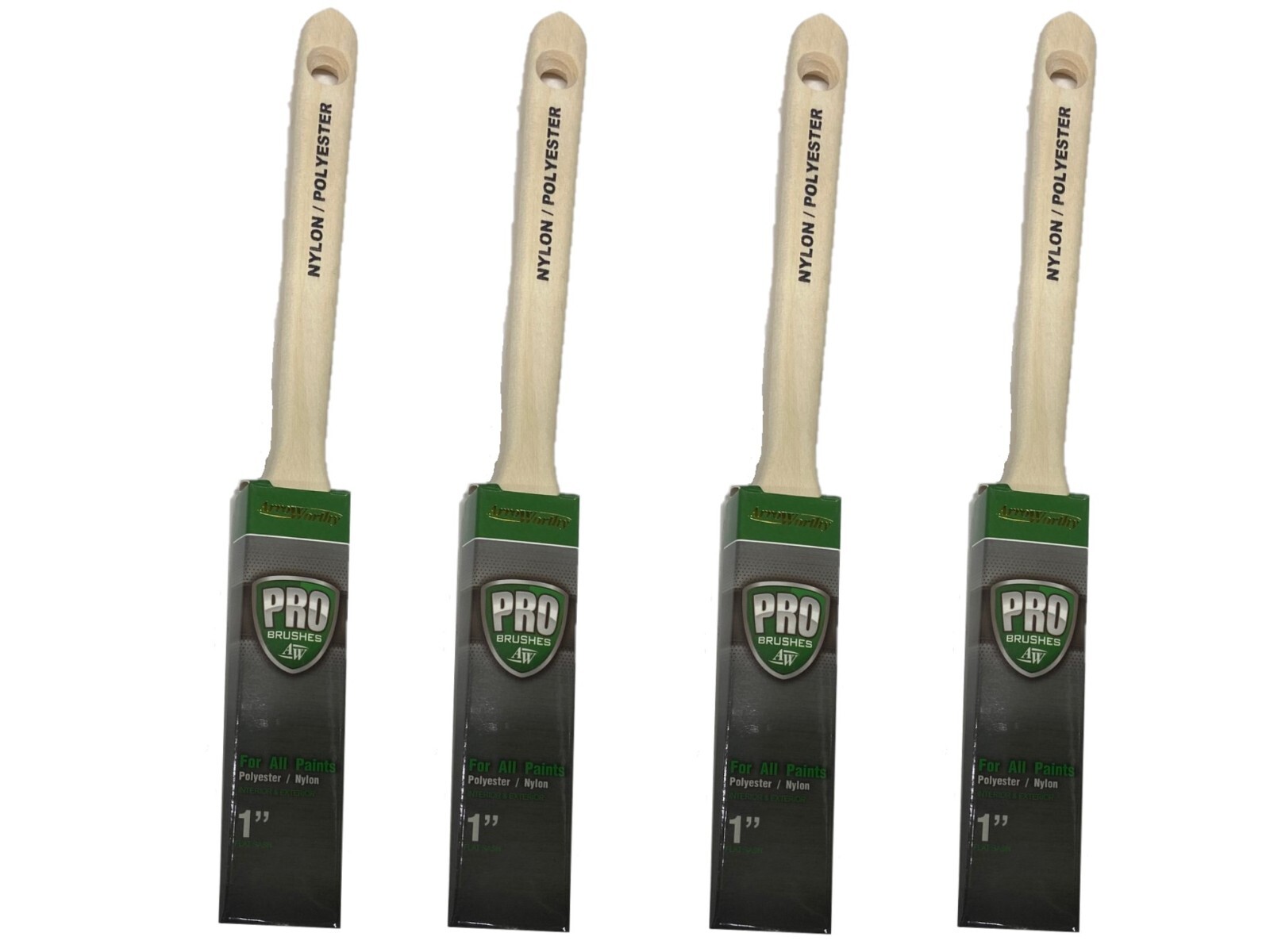 PAINT BRUSH (4 PACK) 1" Flat Sash Polyester/Nylon ArroWorthy Interior/Exterior