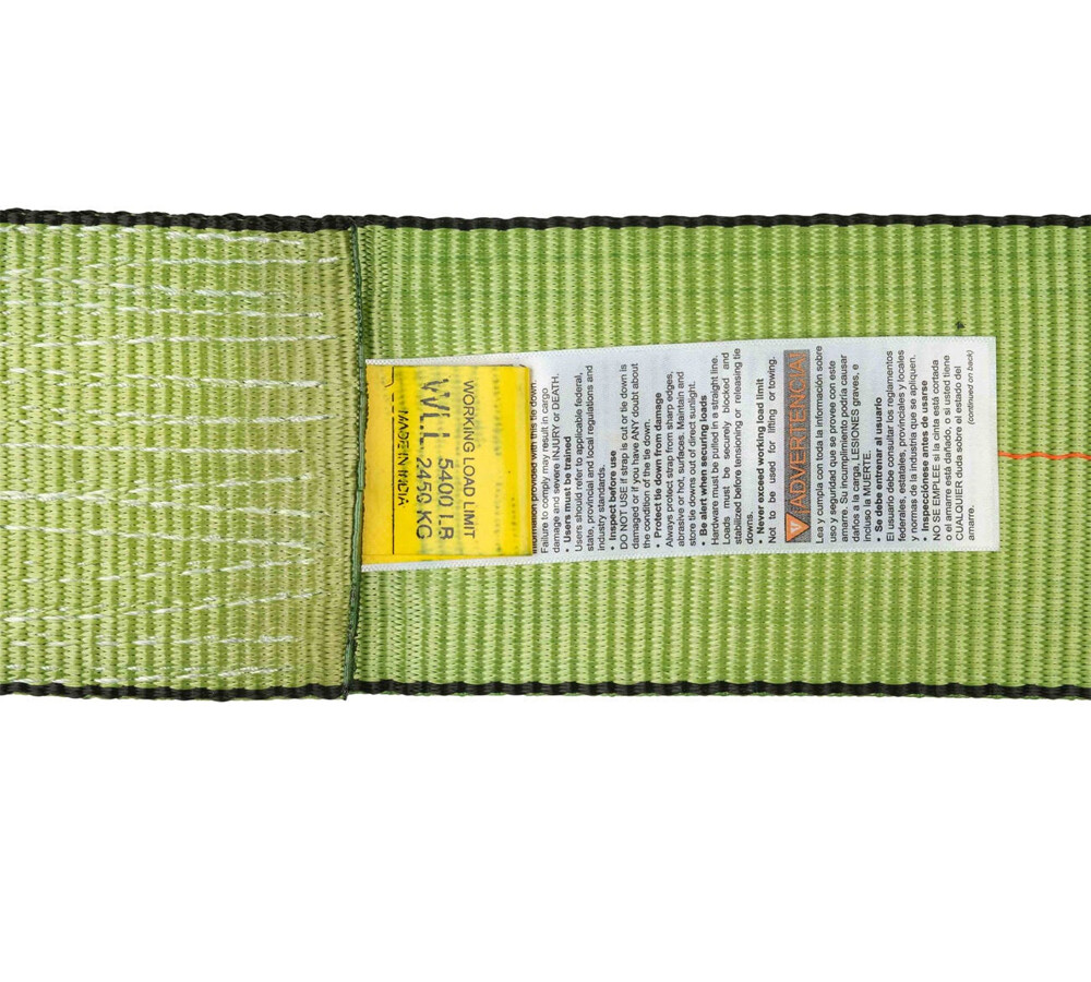 (4 Pack) 4"x5' Roll Off Container Green Winch Strap w/ Large Flat Hook for Truck