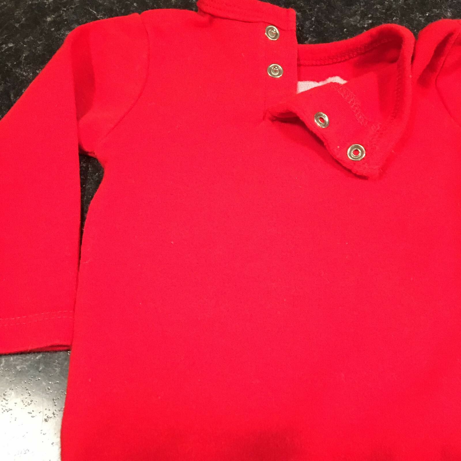 Babys Christmas Red "Let It Snow" Long Sleeve Vest 3-6 Months