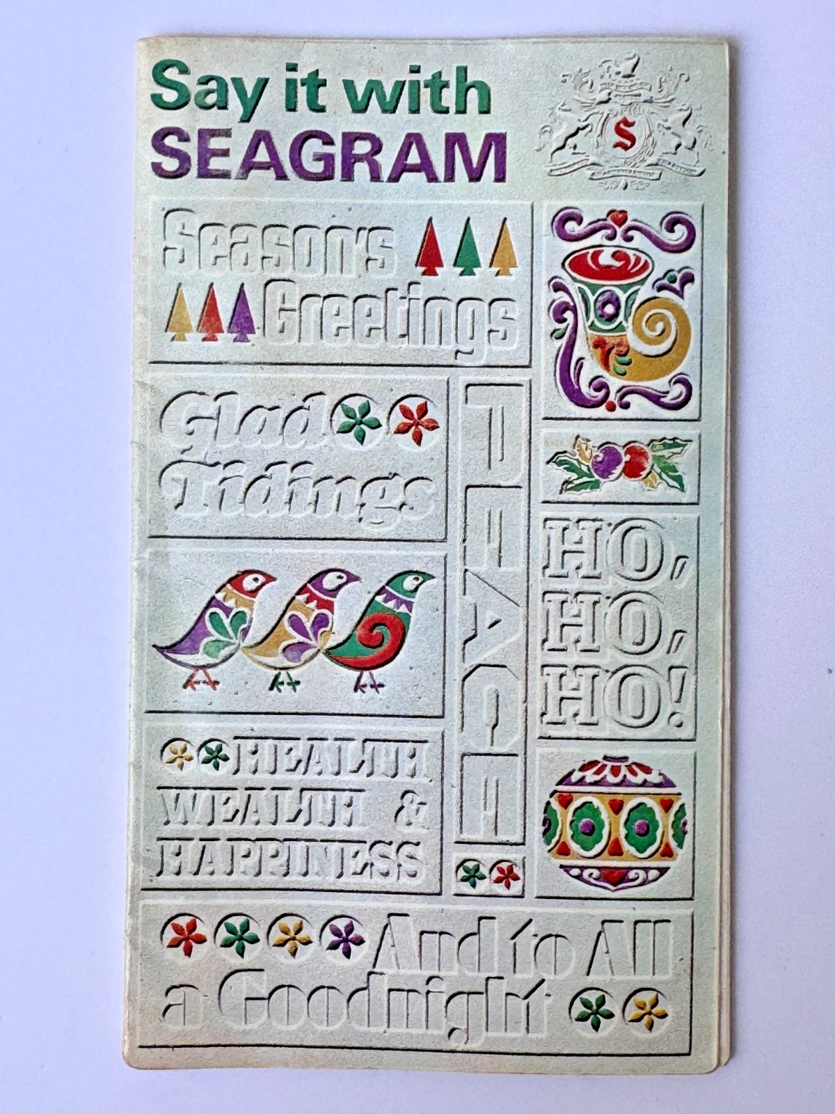 Vintage 1970s "SAY IT WITH" SEAGRAM'S 7 SEVEN CROWN Whiskey Holiday Booklet, Ink