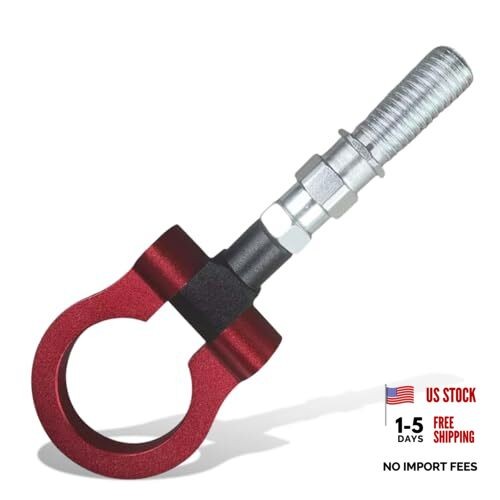 Car Front Bumper Tow Hook, Trailer Grappling Hook with Screw-in Design, Red