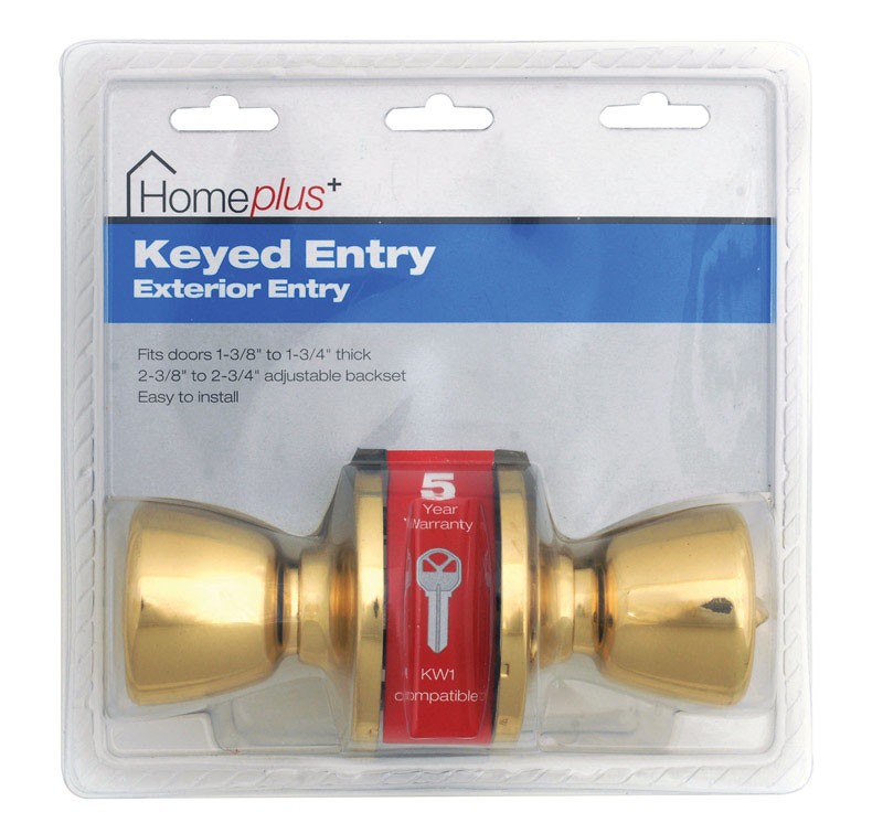 Home Plus LA2100 ANSI Grade 3 Polished Brass Steel Entry Lockset 1-3/4 Thick in.