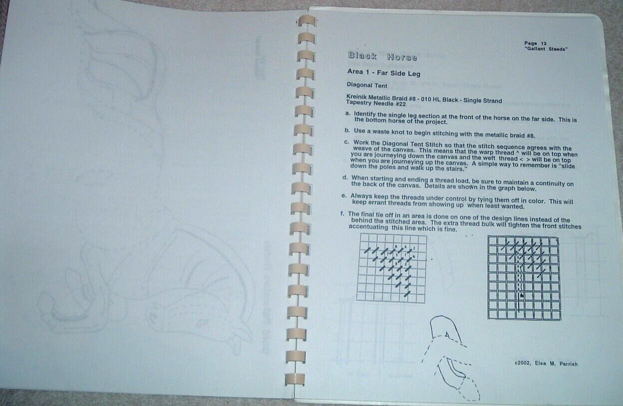 Elsa Parrish American Needlepoint Guild Pattern Book "Gallant Steeds" Horses