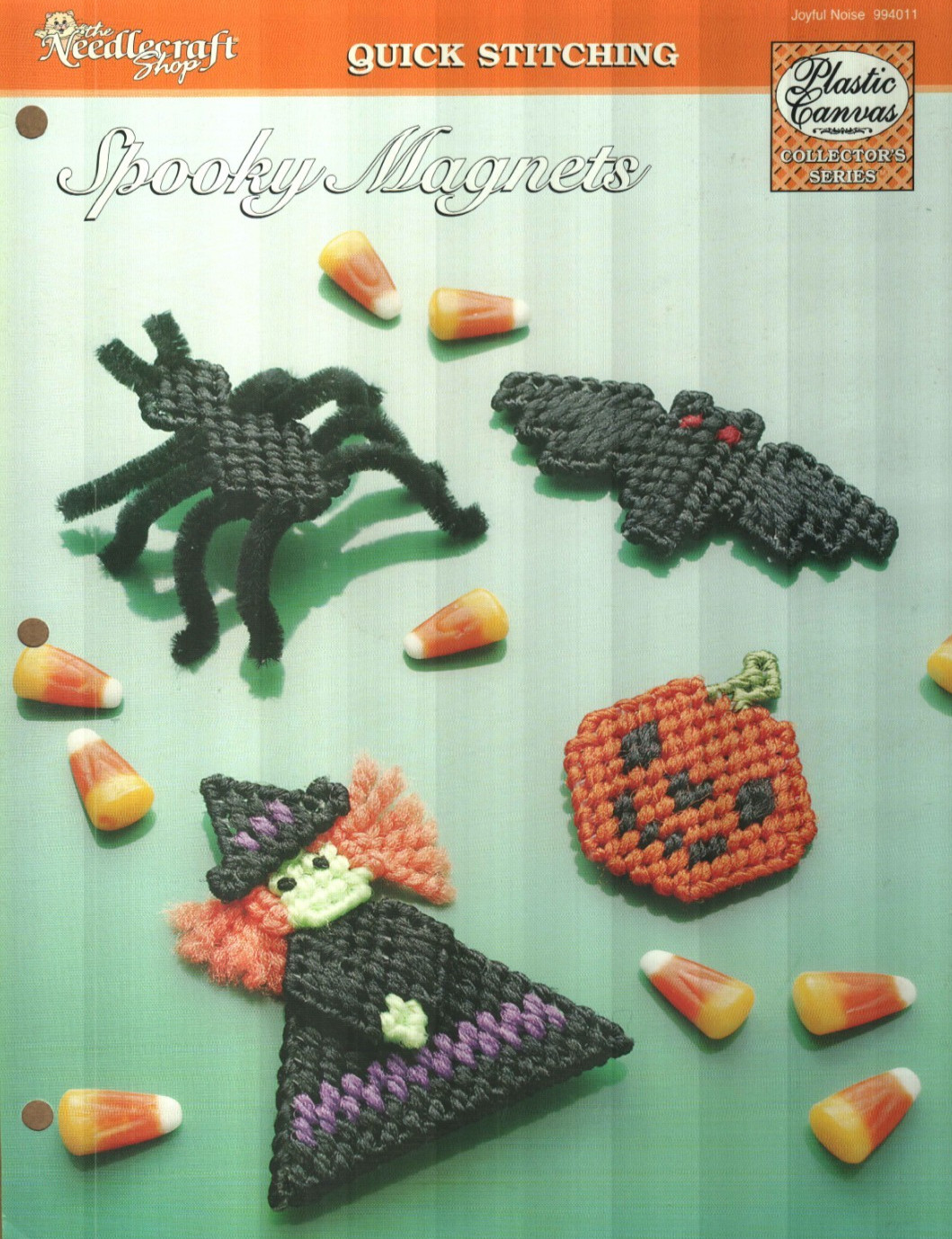 NEW SPOOKY MAGNETS WITCH SPIDER BAT PUMPKIN PLASTIC CANVAS PATTERN INSTRUCTION