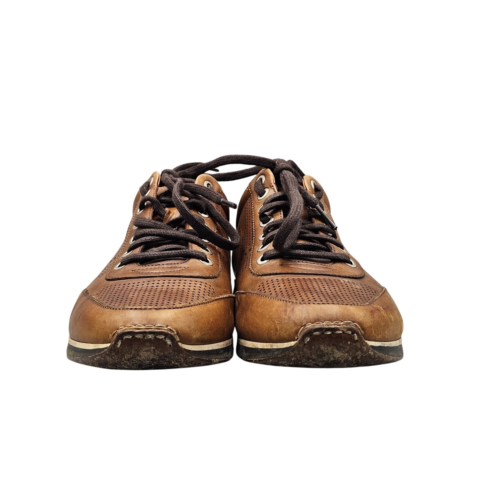 Magnanni Men's Size 8.5 M GUC Pueblo Brown Leather Lace Up Sneakers Shoes