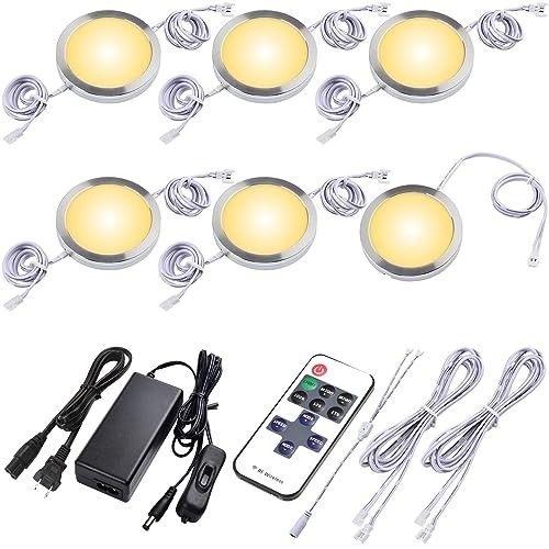 Kitchen Underneath Cabinet LED Puck Light, Hutch 6 Lights, Warm white