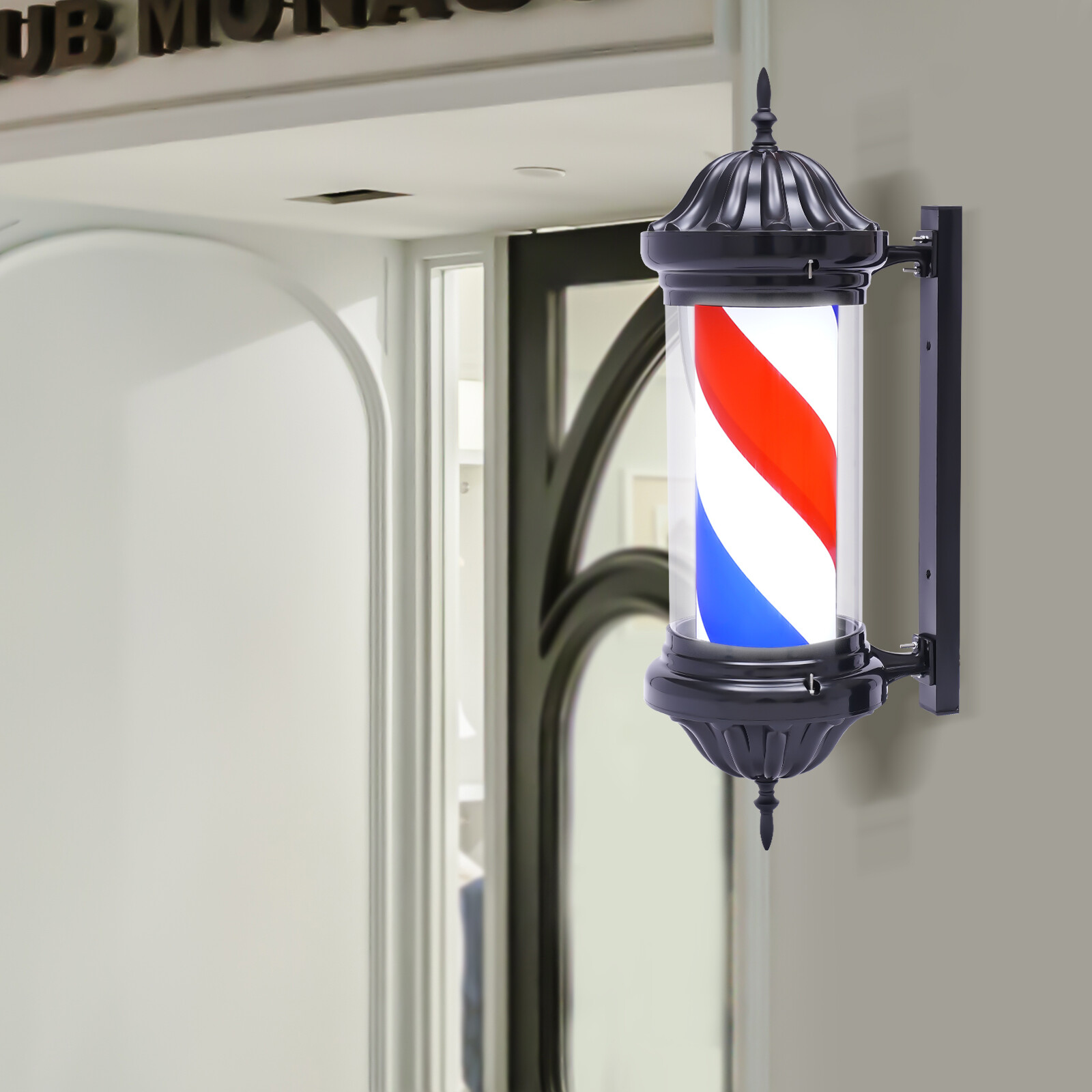 Barber Shop Pole Light Rotating LED Stripes Hair Salon Open Sign Indoor/Outdoor