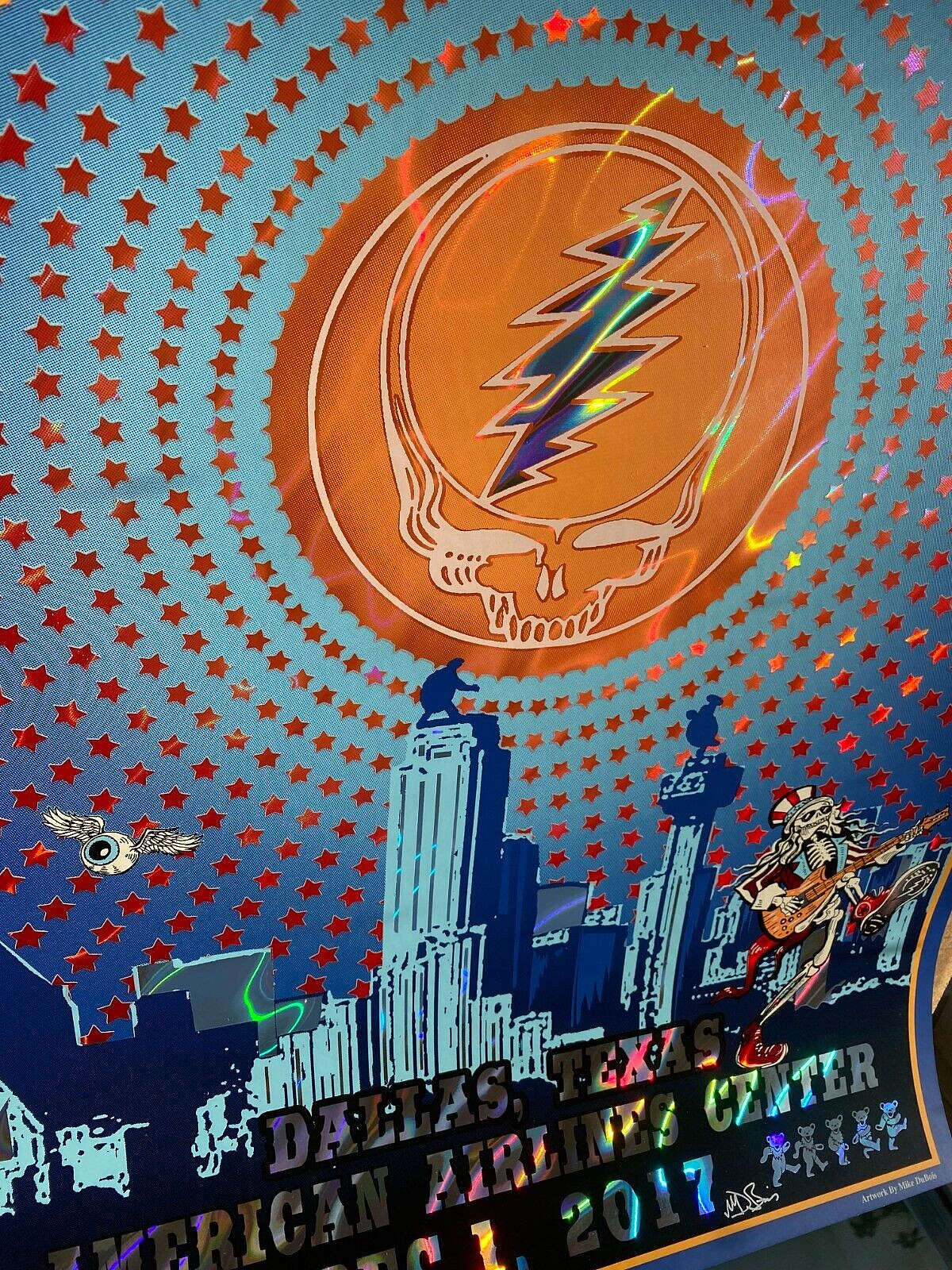 OFFICIAL Dead & Company Dallas TX 2017 RAINBOW FOIL Show Poster SIGNED S/N #/910