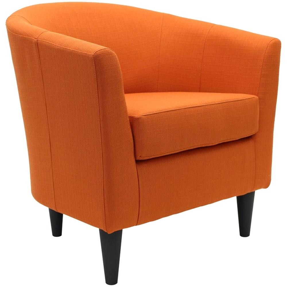 Pemberly Row 17.5" Traditional Fabric Club Chair in Orange Finish