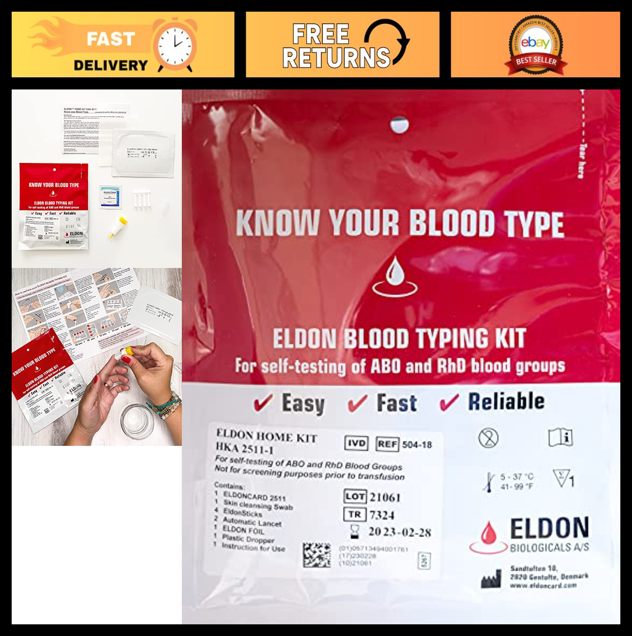 Home Blood Typing Kit - Easy At-Home Test, Improved Lancet, Fast Results (1 Kit)