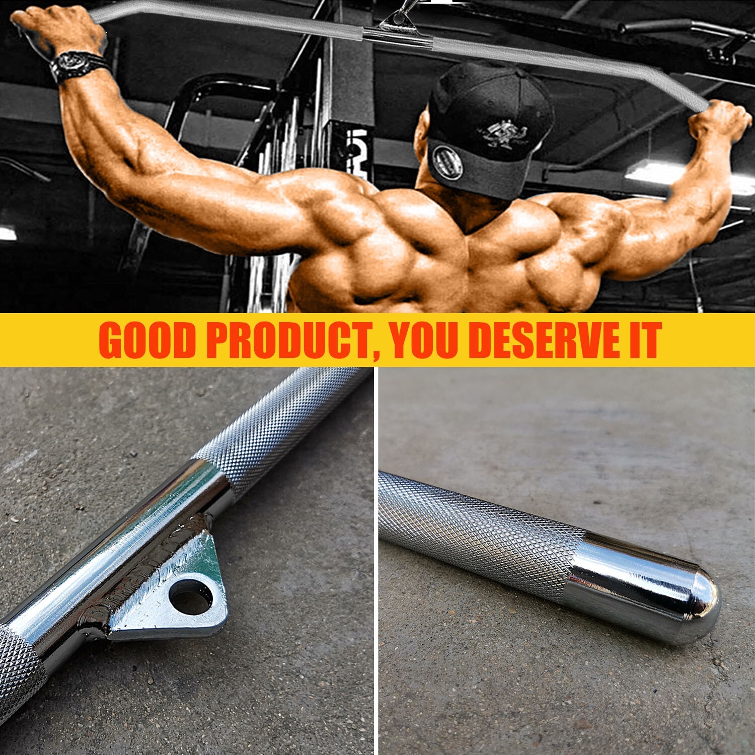 Solid 45 Inch Lat Pulldown Bar Non-slip Handle for Home Gym Tricep Training