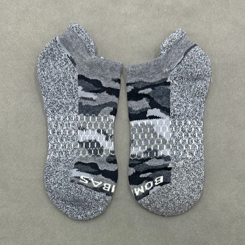 BOMBAS 4 Pairs Men's Honeycomb Solid Ankle Socks Camouflage Size Med 6-9 Grey