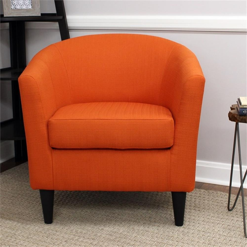 Pemberly Row 17.5" Traditional Fabric Club Chair in Orange Finish