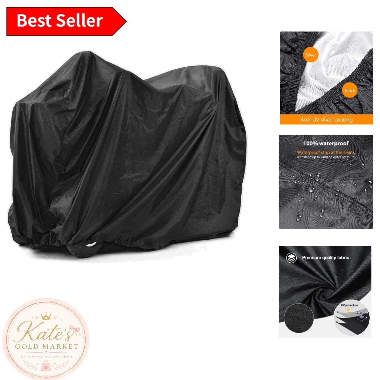 All-Weather Black Scooter Cover - Waterproof & UV Protection, 55x26x36 Inch