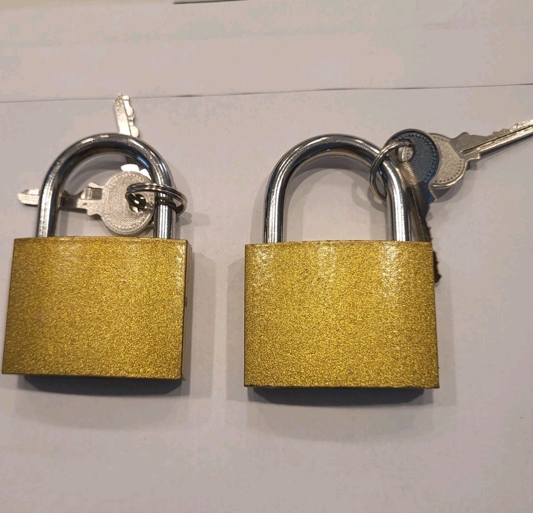 (2) Metal Padlocks with 2 Keys 2"- 50mm Tool Bench Back To School