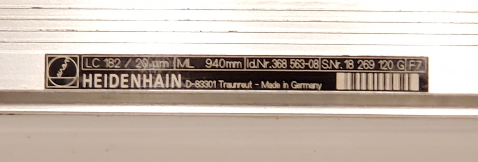 Heidenhain 182/20µm 37" Linear Encoder Rail 368 563-08 w/ Reader 368 604-03