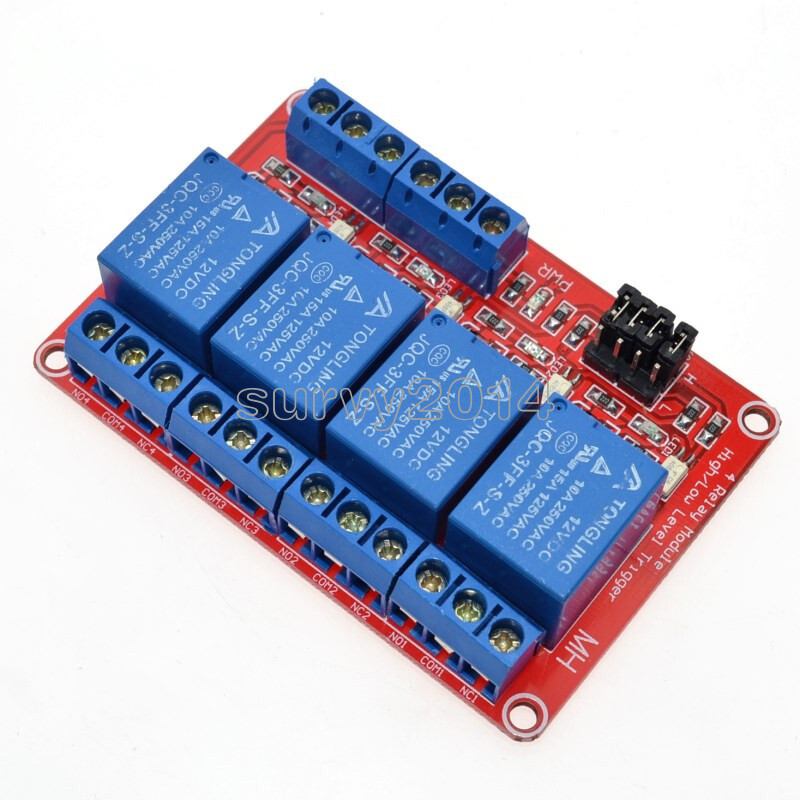 12V 4-Channel High Low Level Trigger Relay for AVR DSP TTL With Optocoupler