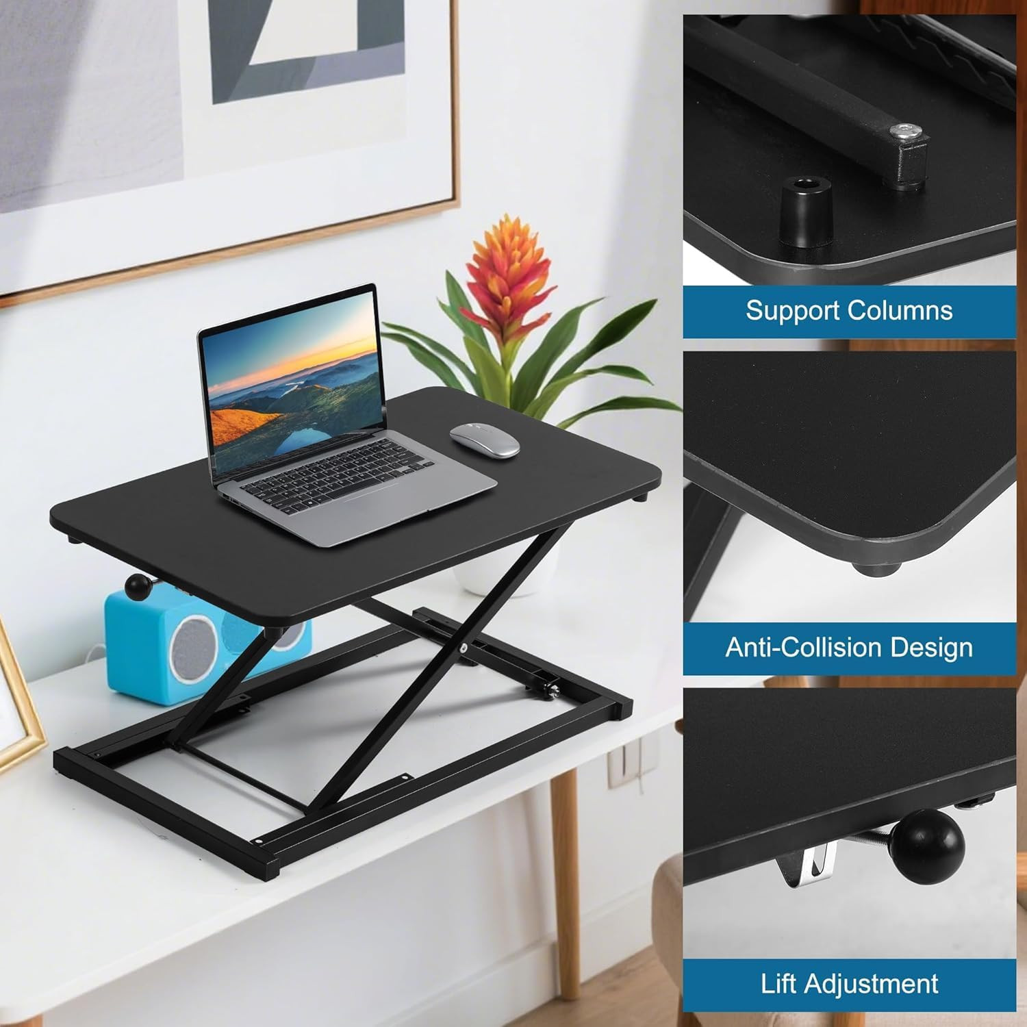 Height Adjustable Standing Desk Converter,Computer Keyboard Stand for Desktop,Ke