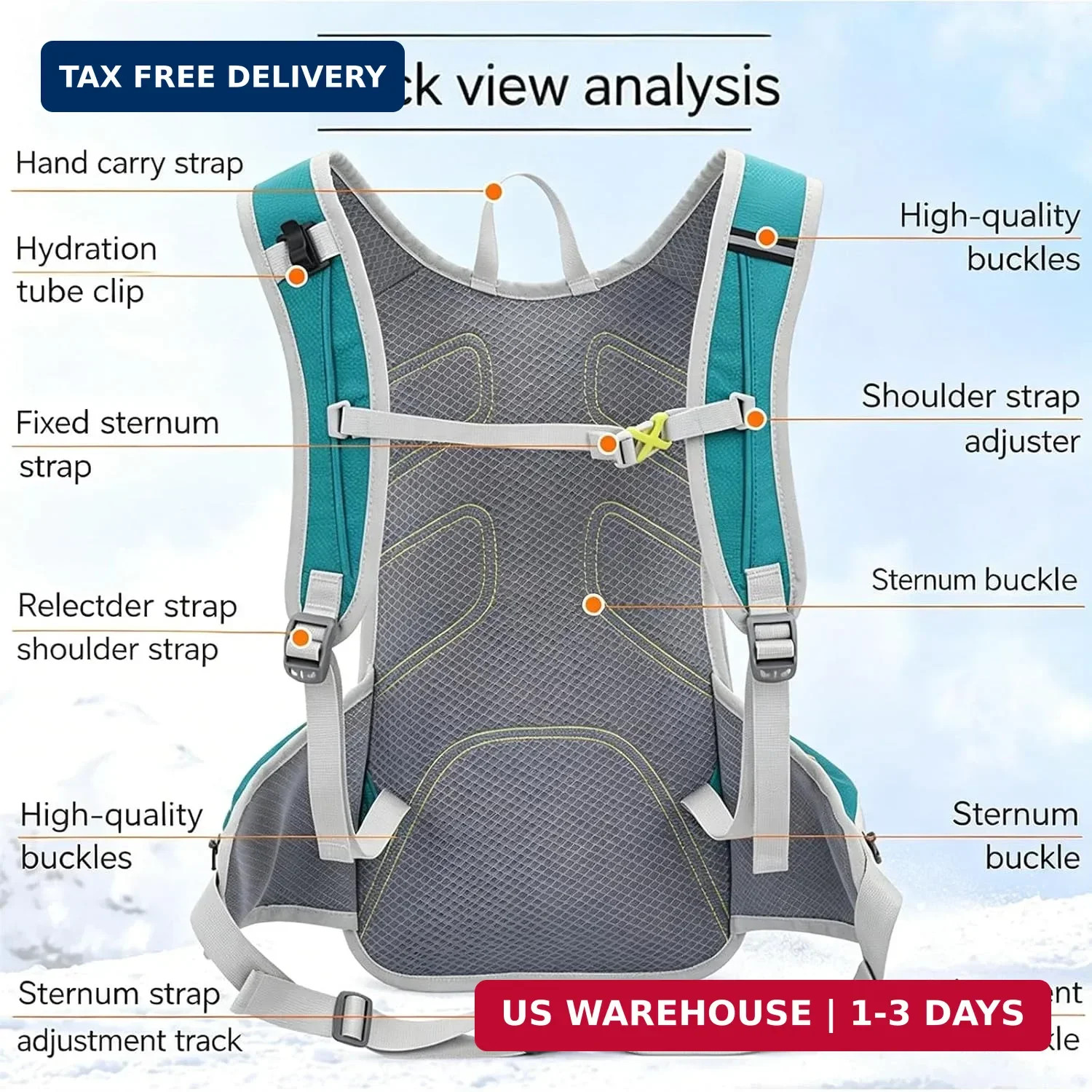 20L Lightweight Hydration Backpack with 2L Insulated Leakproof Water Bladder, Wa