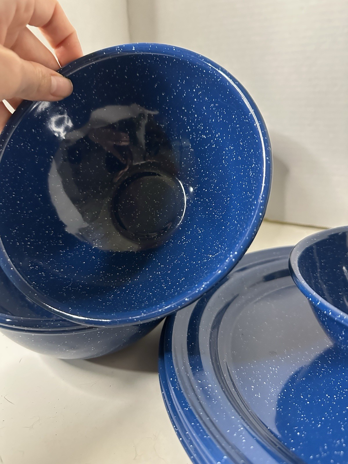 Speckled Blue Enamelware 12-Piece Dining Set for Camping