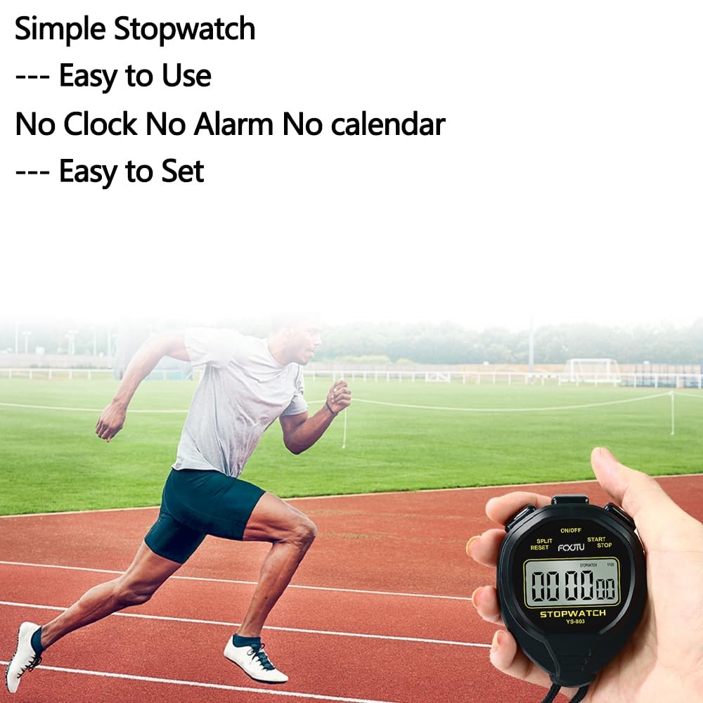 Digital Waterproof Stopwatch, No Bells No Whistles Simple Basic Operation Silent
