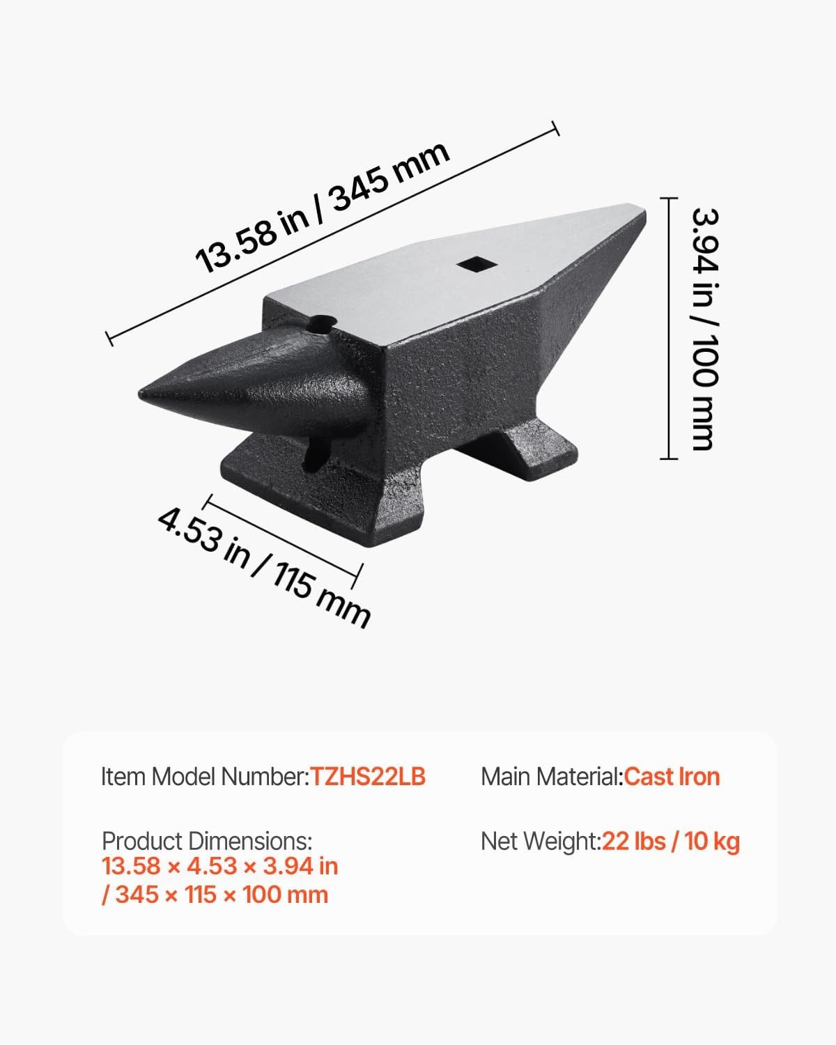 Professional 22 lbs Anvil with Large Work Surface - Essential for Metal Crafts