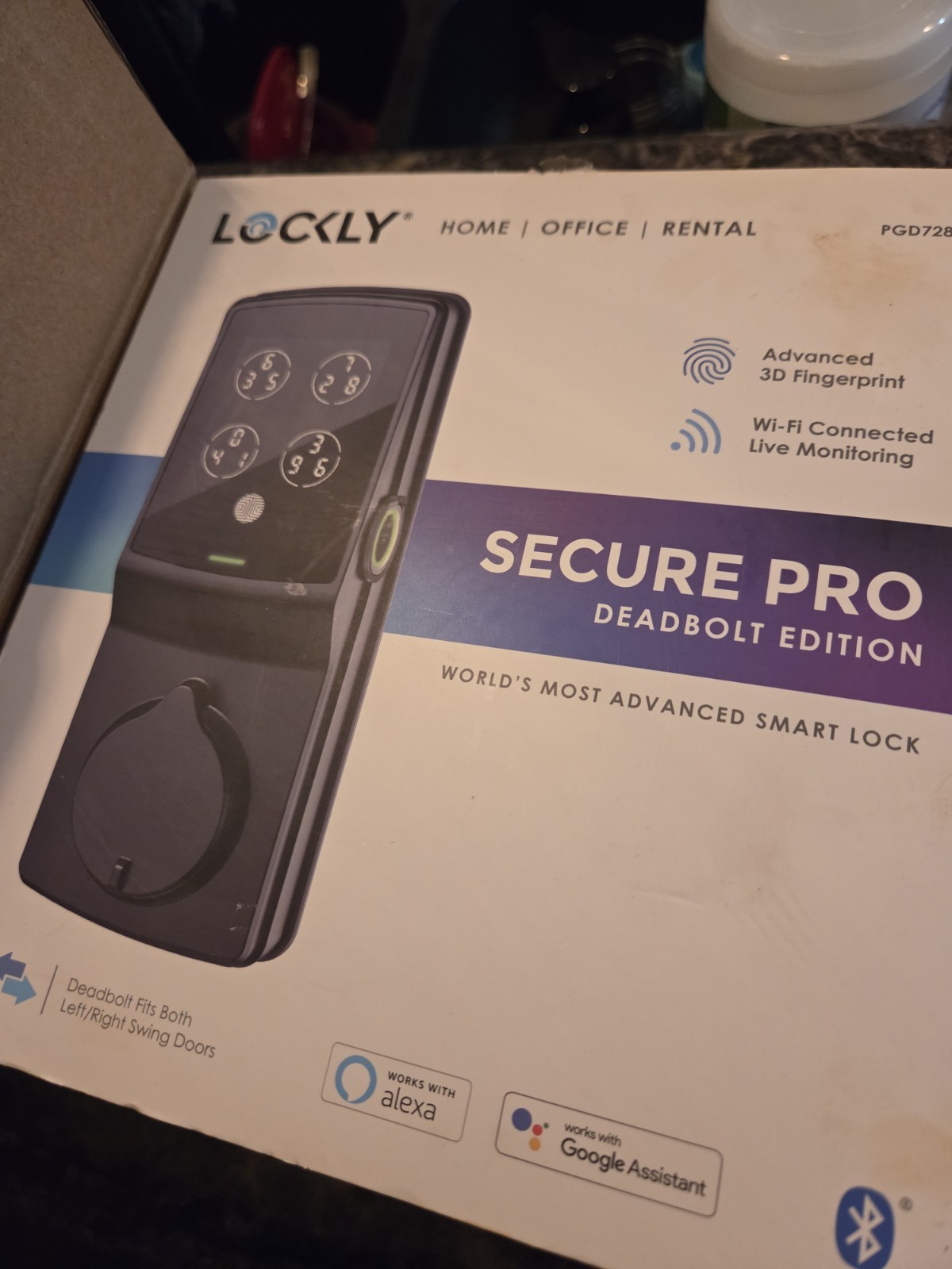 Lockly Secure Pro Deadbolt Smart Door Lock Black Alexa Google Wi-Fi PGD728W