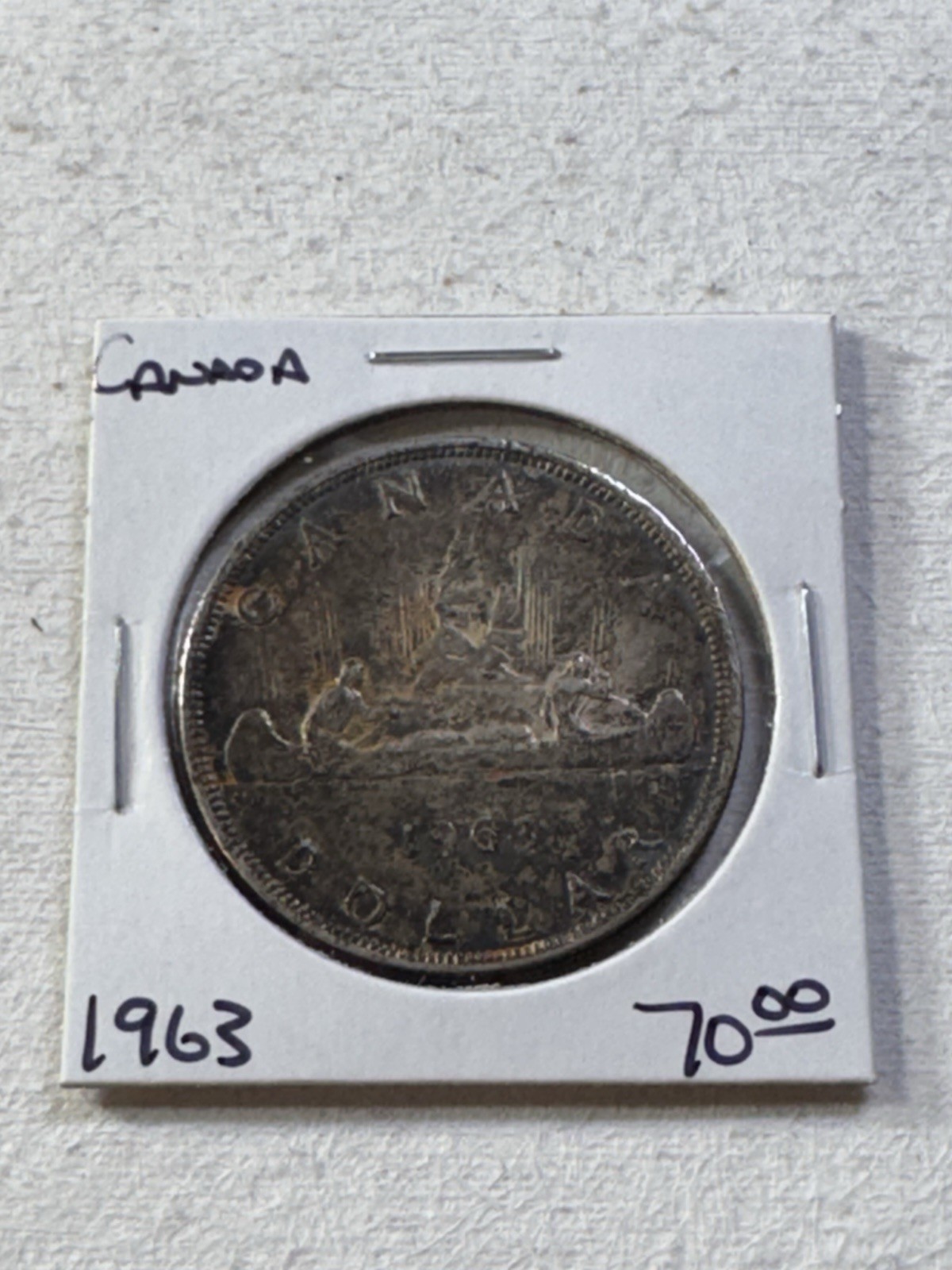 1963 Canada 1 Dollar Large Silver Coin Voyageur