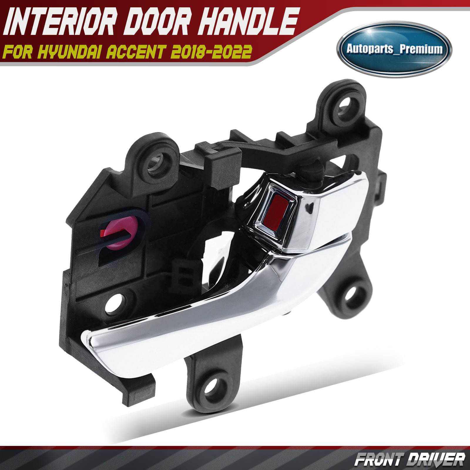 Front Driver Left Side Silver Interior Door Handle for Hyundai Accent 2018-2022