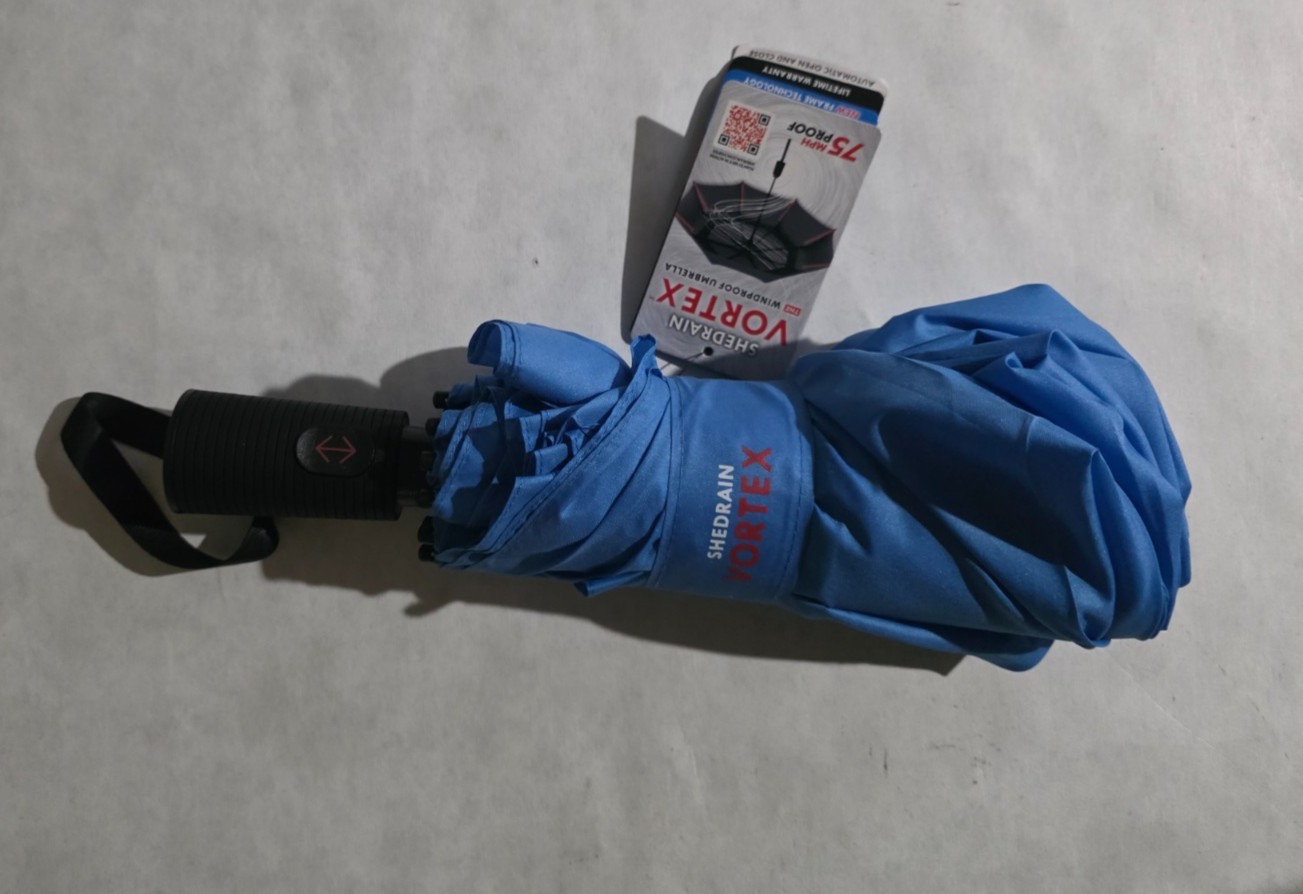 ShedRain Vortex Compact Folding Travel Windproof Umbrella Auto Open & Close Blue