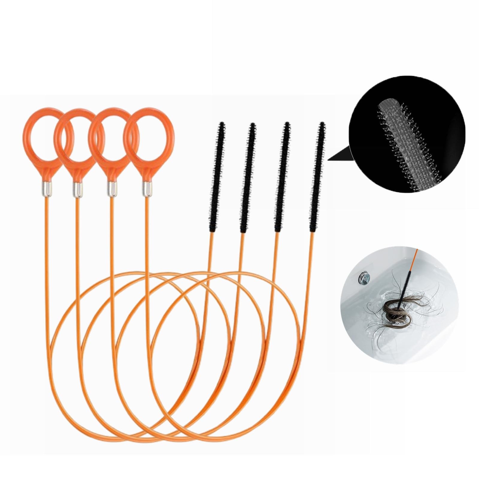 Cuzlarmul 35 Inch Drain Snake Hair Clog Remover Tool, Long Flexible Orange