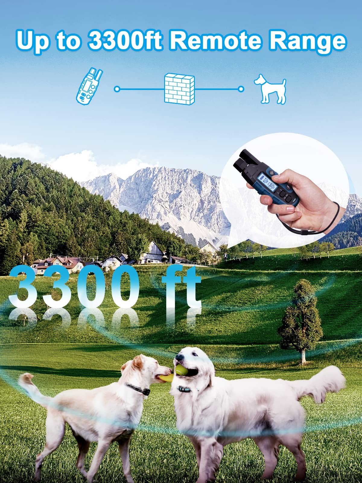 3300ft Remote Dog Training Collar with Shock, Vibrate & Beep Modes