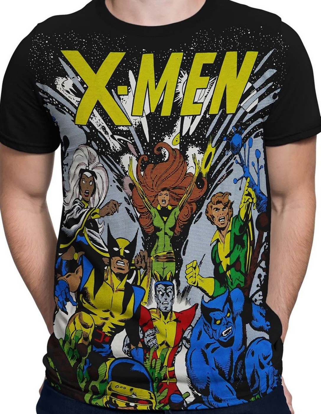 X-Men The Gang Marvel Comics Body Print Dave Cockrum Art T-Shirt NEW UNWORN