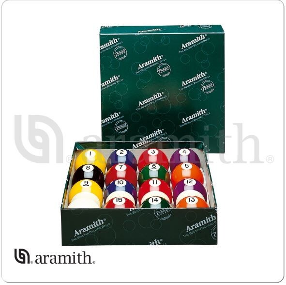 ARAMITH PREMIER BELGIUM POOL BALL SET 2 1/4" REG SIZE NEW SHIP FREE AUTHZD DELER