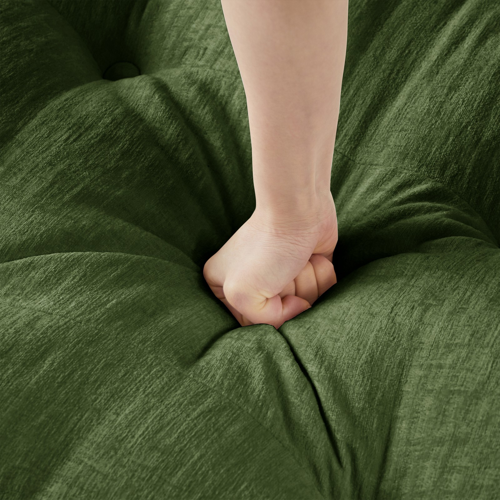73" Ottoman Chenille Sofa Sectional in Green