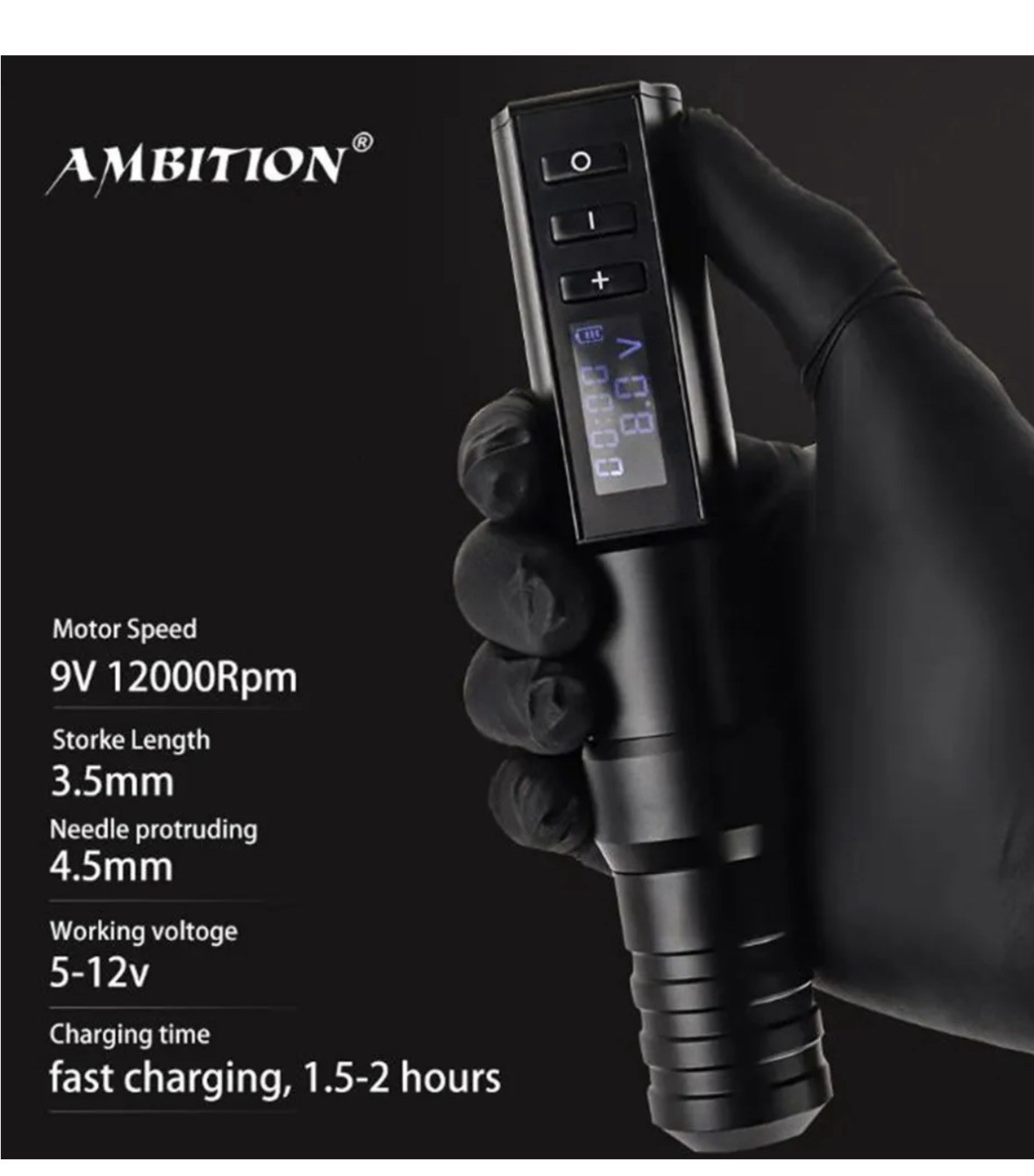 Wireless Tattoo Machine Pen with 1650mAh Lithium Battery Power