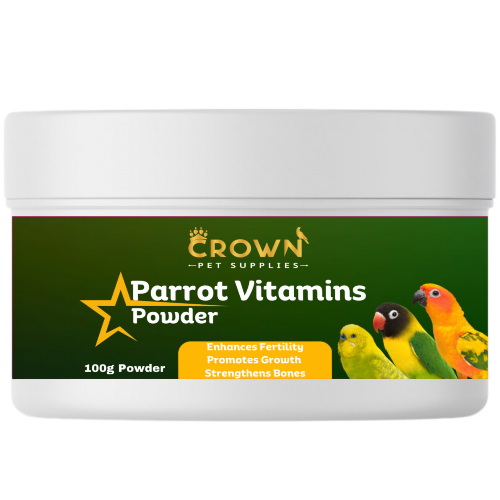MultiVitamins Powder for Parrot Birds, Enhance Fertility, Bone & Growth Support