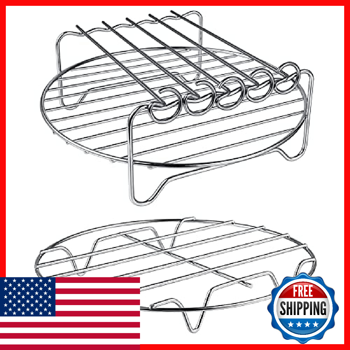 Gqz Air Fryer Rack Xl Air Fryer Accessories Set Of 2 Double Layer Rack Skewer