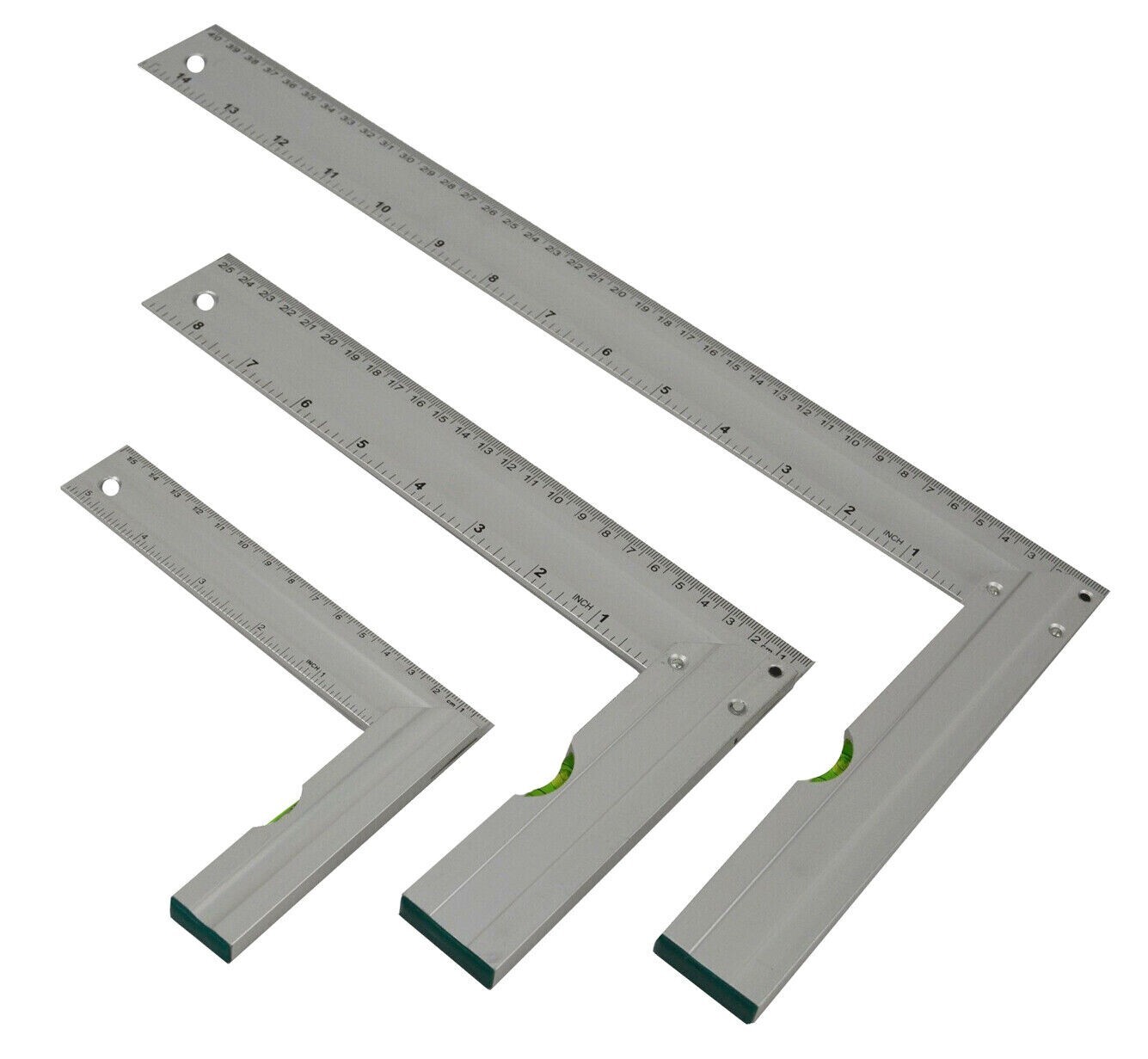 Set of 3 L Square 90º Right Angle Level 5", 8", 14" / Metric Measurement Ruler